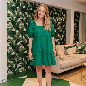 NWT Grace Atwood The Drop Amazon Green Puff Sleeve Mini Dress Women's Large